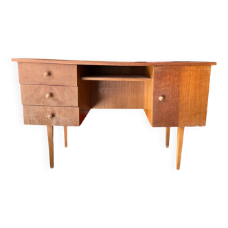 Bureau vintage années 50 en bois clair – piétement compas