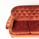 Rust Orange Velvet Couch