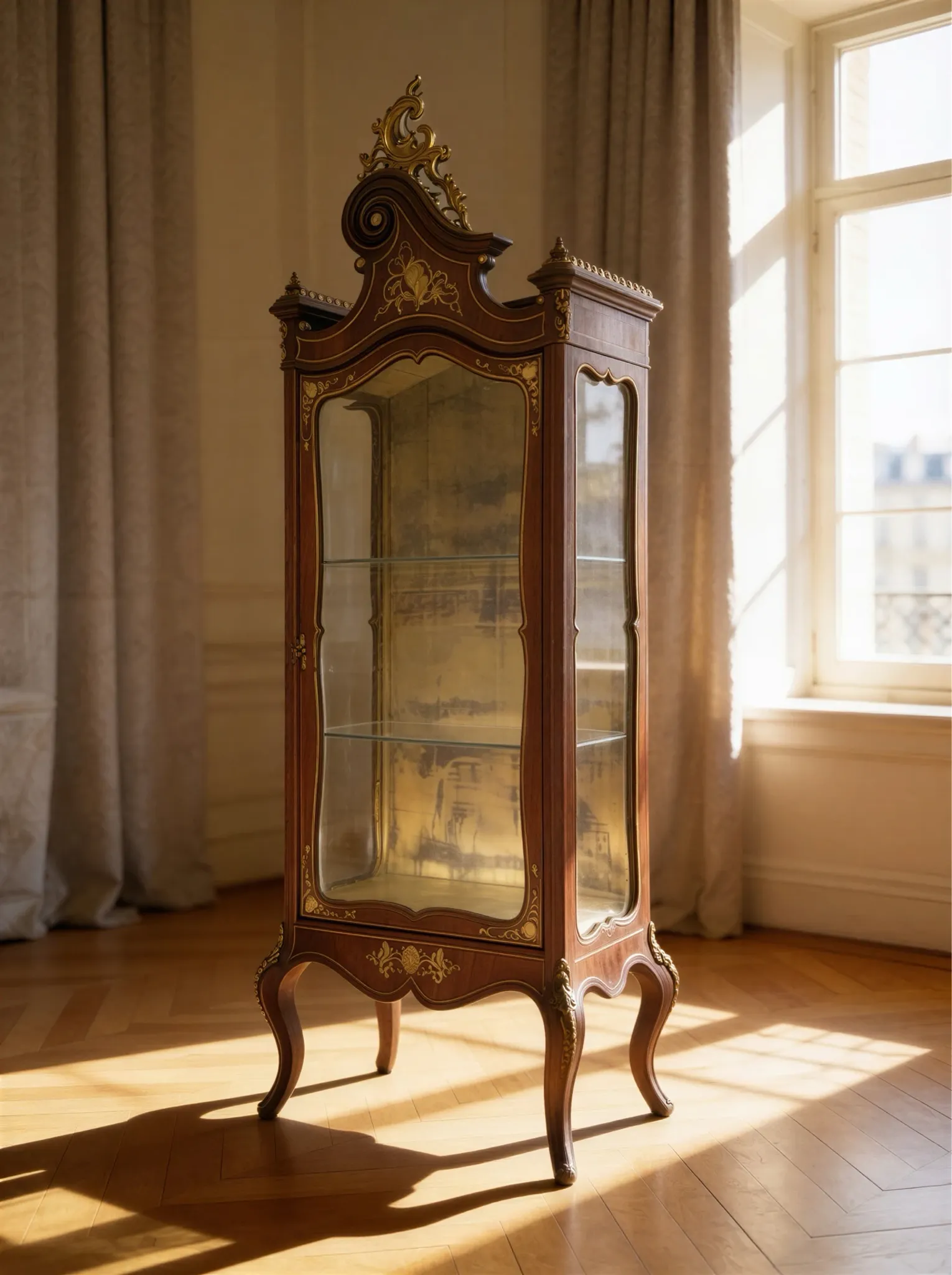 Elegant antique display cabinet, dating to 19th century