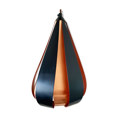 Suspension en cuivre et métal laqué noir  Werner Schou scandinave milieu du siècle - vint