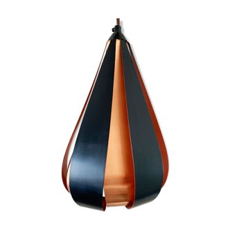 Werner Schou Pendant Lamp Made Of Copper And Black Lacquered Metal - Scandinavian Mid-century - Vint