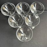 6 light crystal champagne glasses with twisted leg, early 20th century