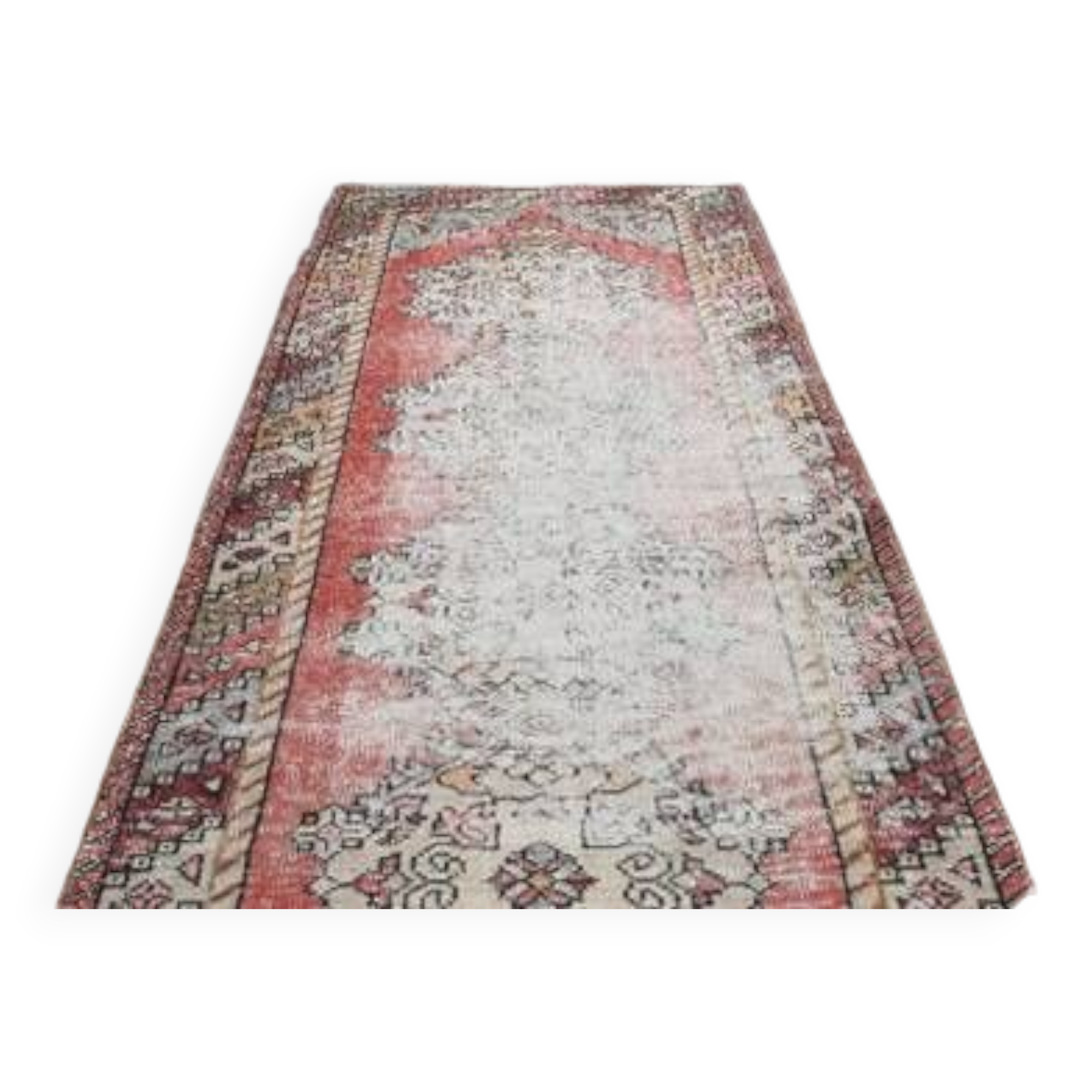 3x9 Rug For Hallway Antique Red Vintage Runner Rug, 102x261Cm SK 3931