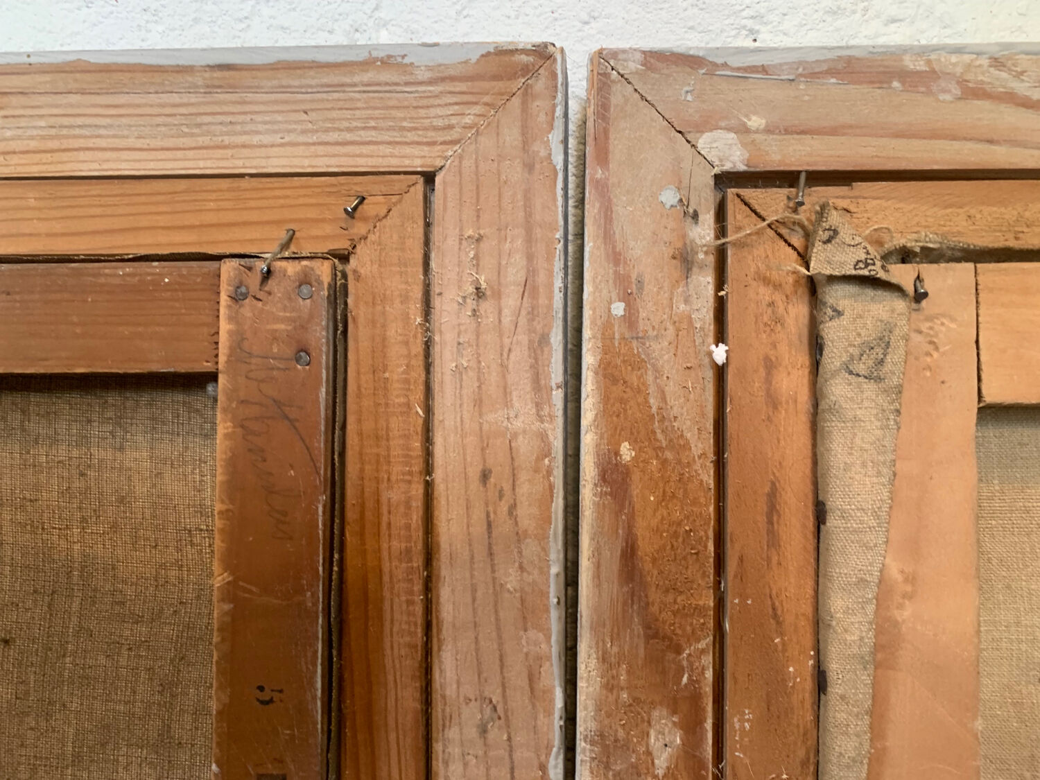 Pair paintings, oil on canvas still life pink flowers