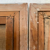 Pair paintings, oil on canvas still life pink flowers