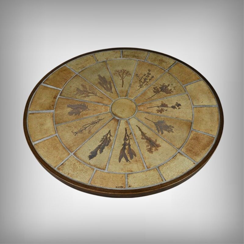 Oval coffee table signed R. Capron, collection les Herbiers, Vallauris – 1960