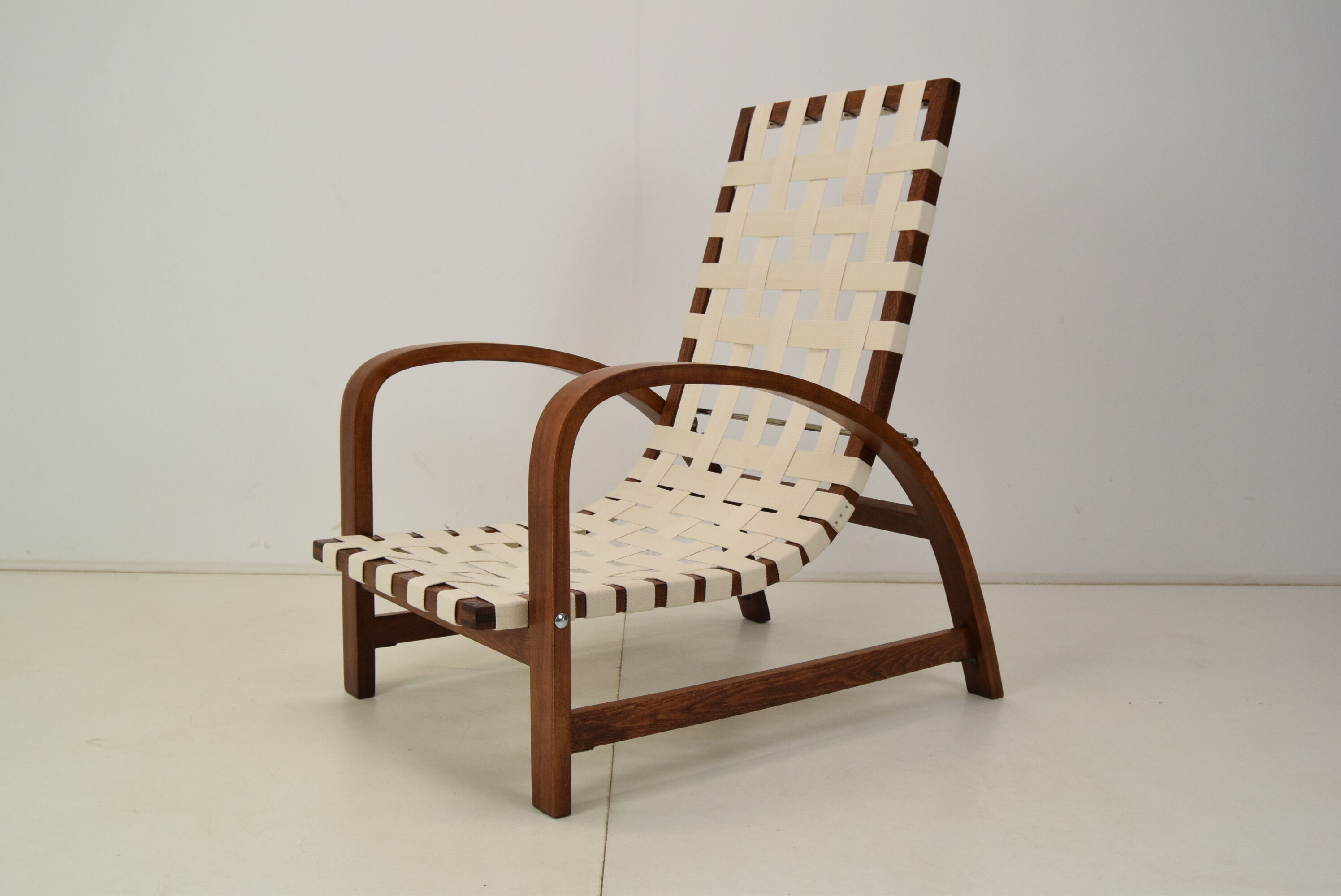 Art-deco adjustable armchair, designed by Jindrich Halabala,Restored,1930's
