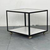 Mid-Century White Laminate and Black Steel Rolling End / Side Table by George Nelson for Herman Miller, 1950s