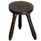 Brutalist carved tripod milking stool, 1950s