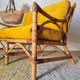 1960s rattan bench - yellow velvet