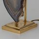 Vintage 20thc agate & brass table lamp by willy daro, belgium c.1970