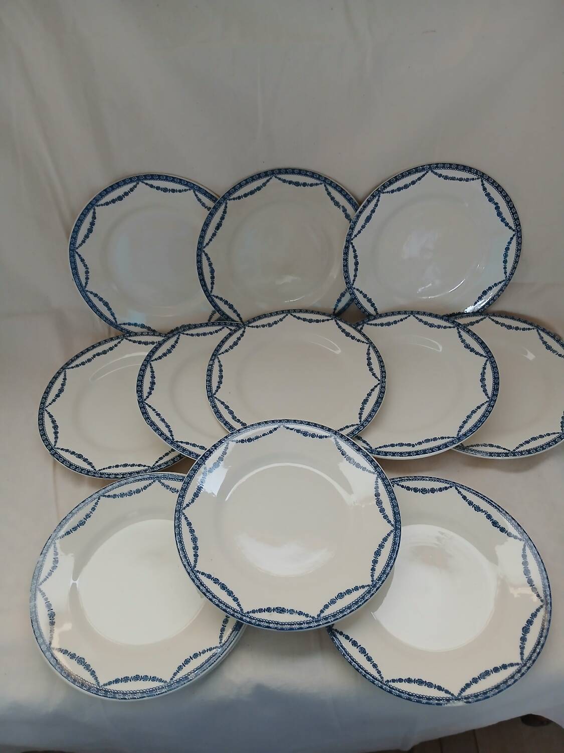 12 antique ironstone dinner plates