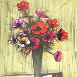 Peinture de Bernard Buffet, bouquet d'anémones