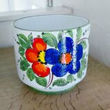 Ceramic flowerpot with floral decoration, 1950-60