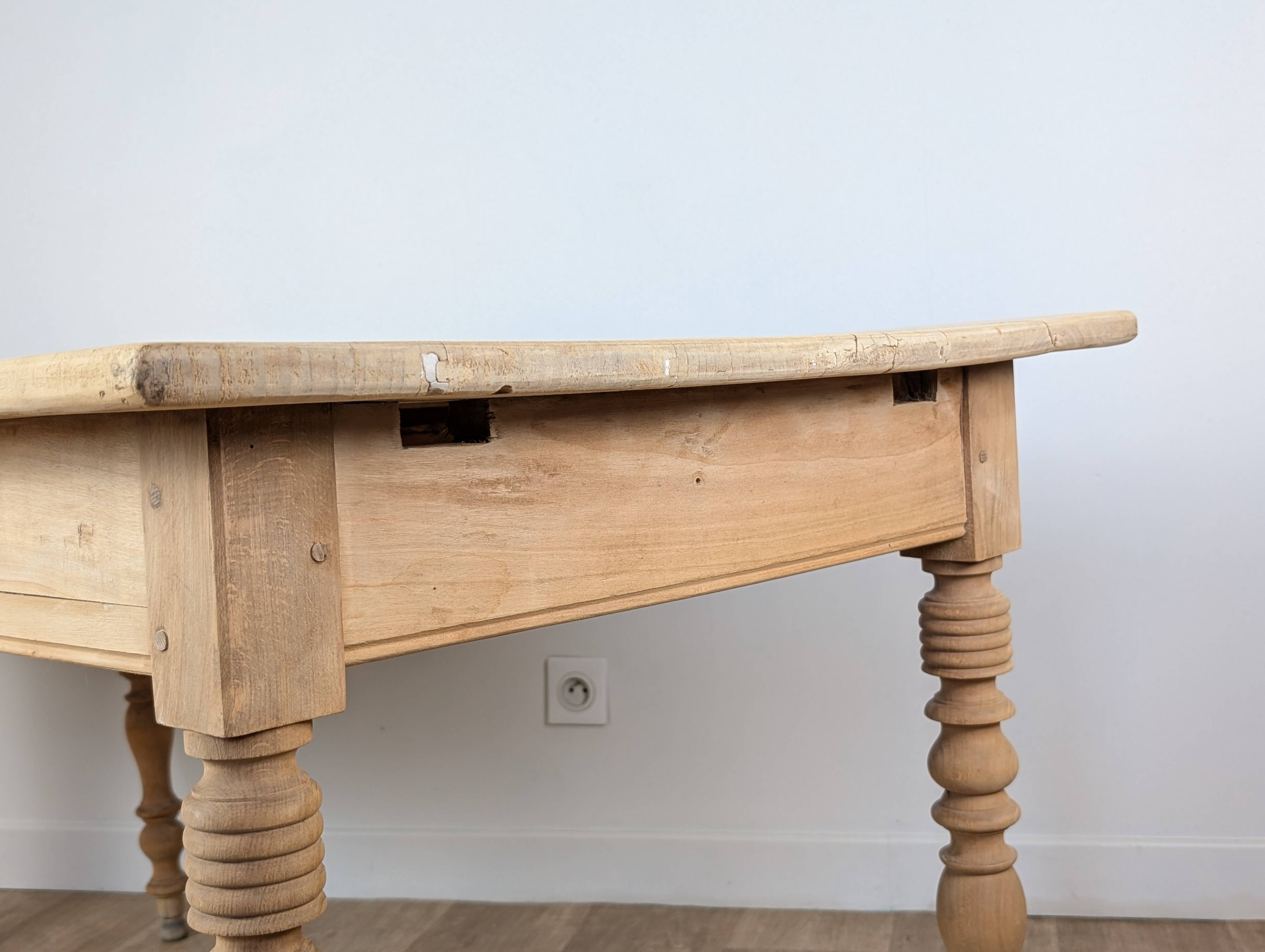 Raw wood farmhouse table