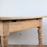 Raw wood farmhouse table