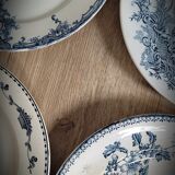 Set 4 blue mismatched plates