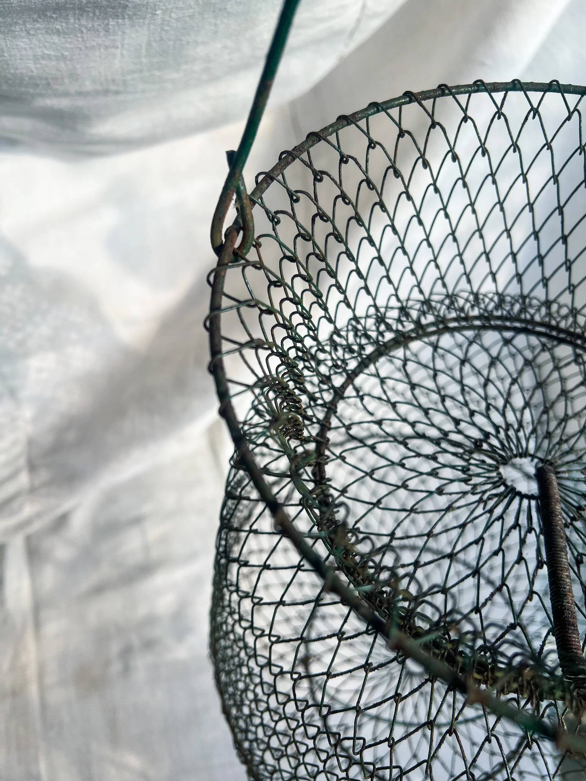 Antique French wire fishing basket