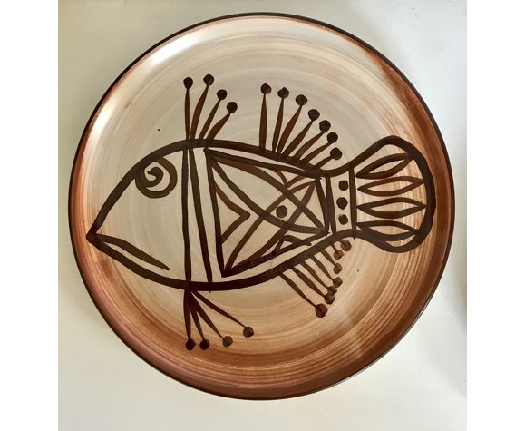 6 plates in vintage Vallauris sandstone