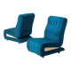 Set of 2 space-age lounge chairs in blue pattened upholstery, 1970s