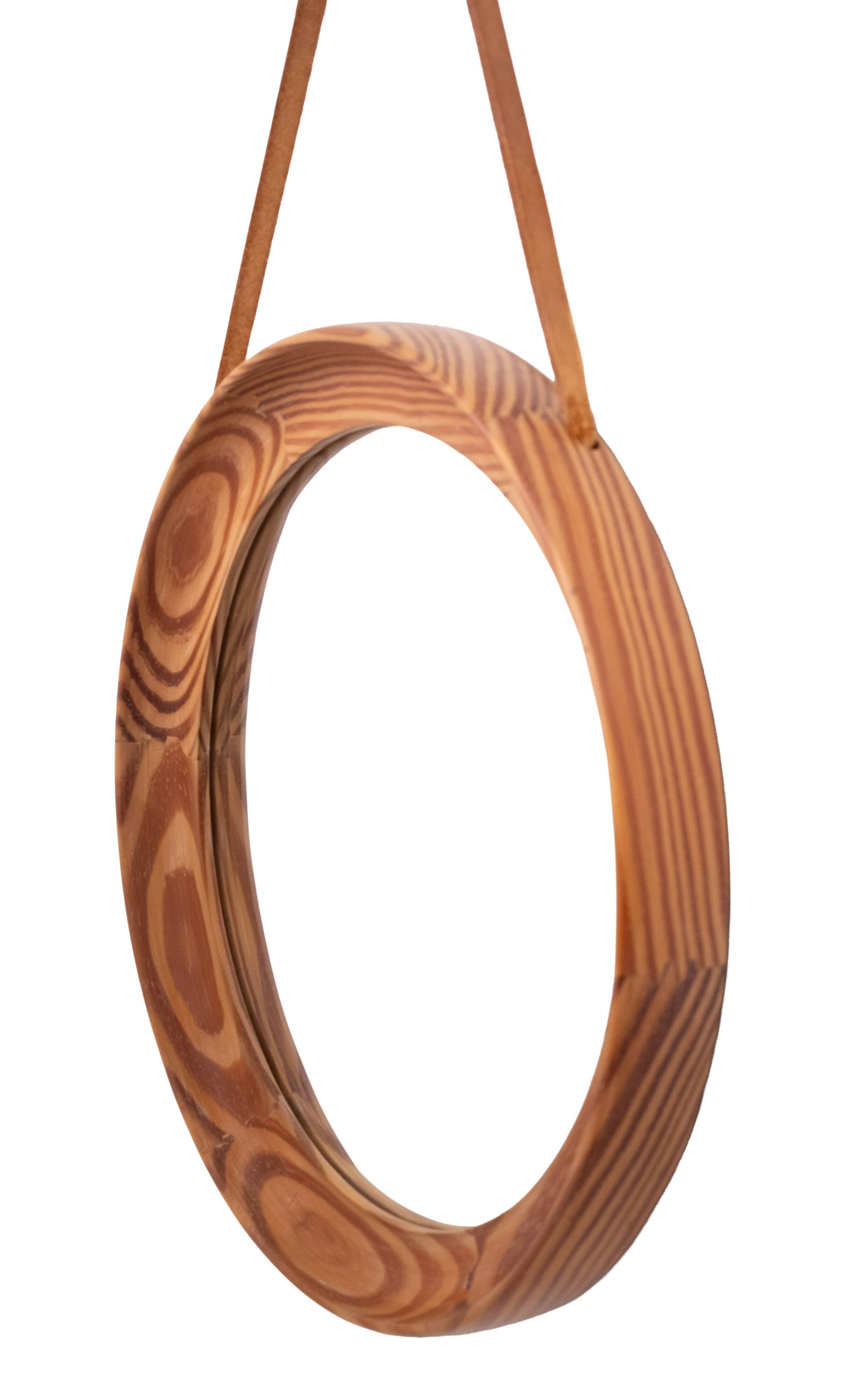 Uno & Östen Kristiansson Solid Pine round Wall Mirror Sweden 1960s