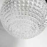 1960s Holophane Ball Pendant Chandelier, Thick Glass, 30 cm, and Vintage Brass