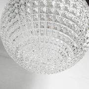 1960s Holophane Ball Pendant Chandelier, Thick Glass, 30 cm, and Vintage Brass