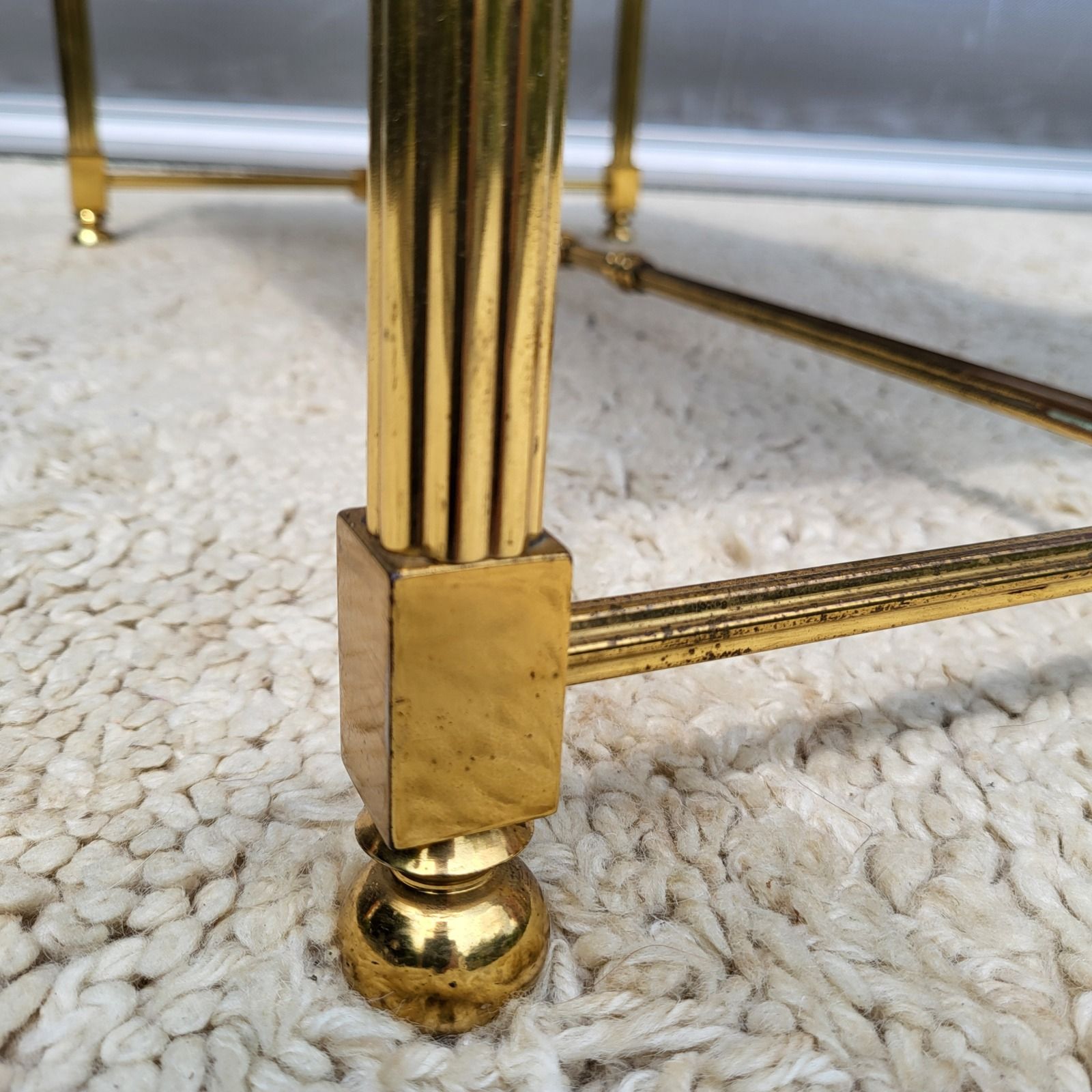 Hollywood Regency style coffee table • marble and brass