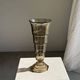 Flared Art Deco vase in smoked moulded glass with steps H30 W13.5