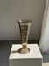 Flared Art Deco vase in smoked moulded glass with steps H30 W13.5
