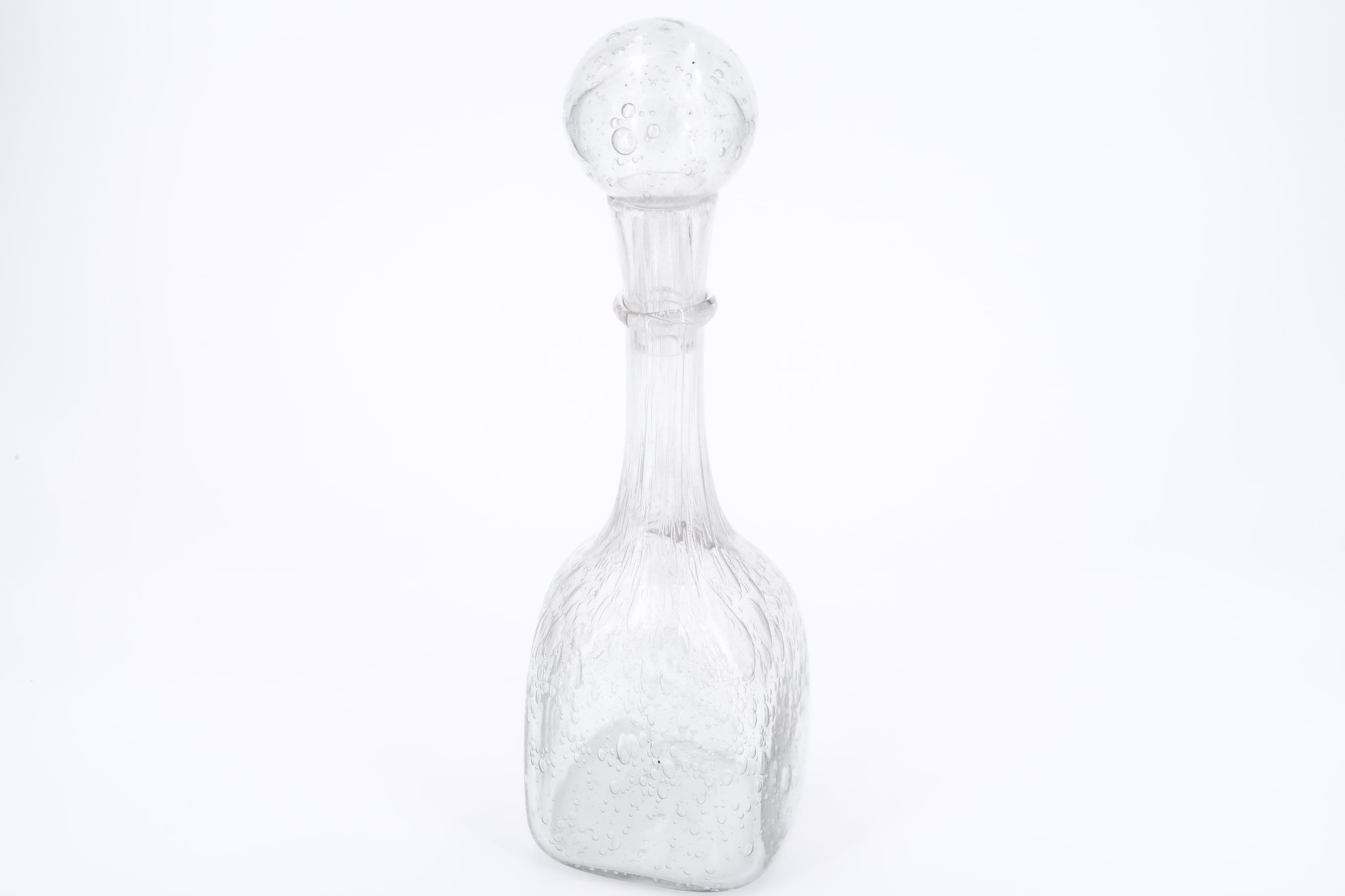 Carafe en verre bullé transparent La Rochère, années 70