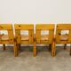 4 brutalist chairs by Silvio Coppola for Roche Bobois, solid pine