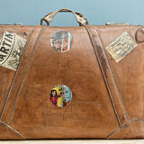 Valise en cuir années 50