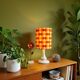 Table lamp in a seventies style | orange psychedelic round lampshade