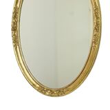 Miroir ovale doré Deknudt style Hollywood Regency