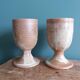 Verres à pied tasses mazagrans en grès de Puisaye