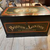 Anchor line painted wooden chest