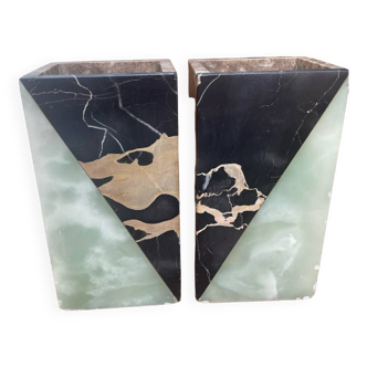 2 Old marble bookends