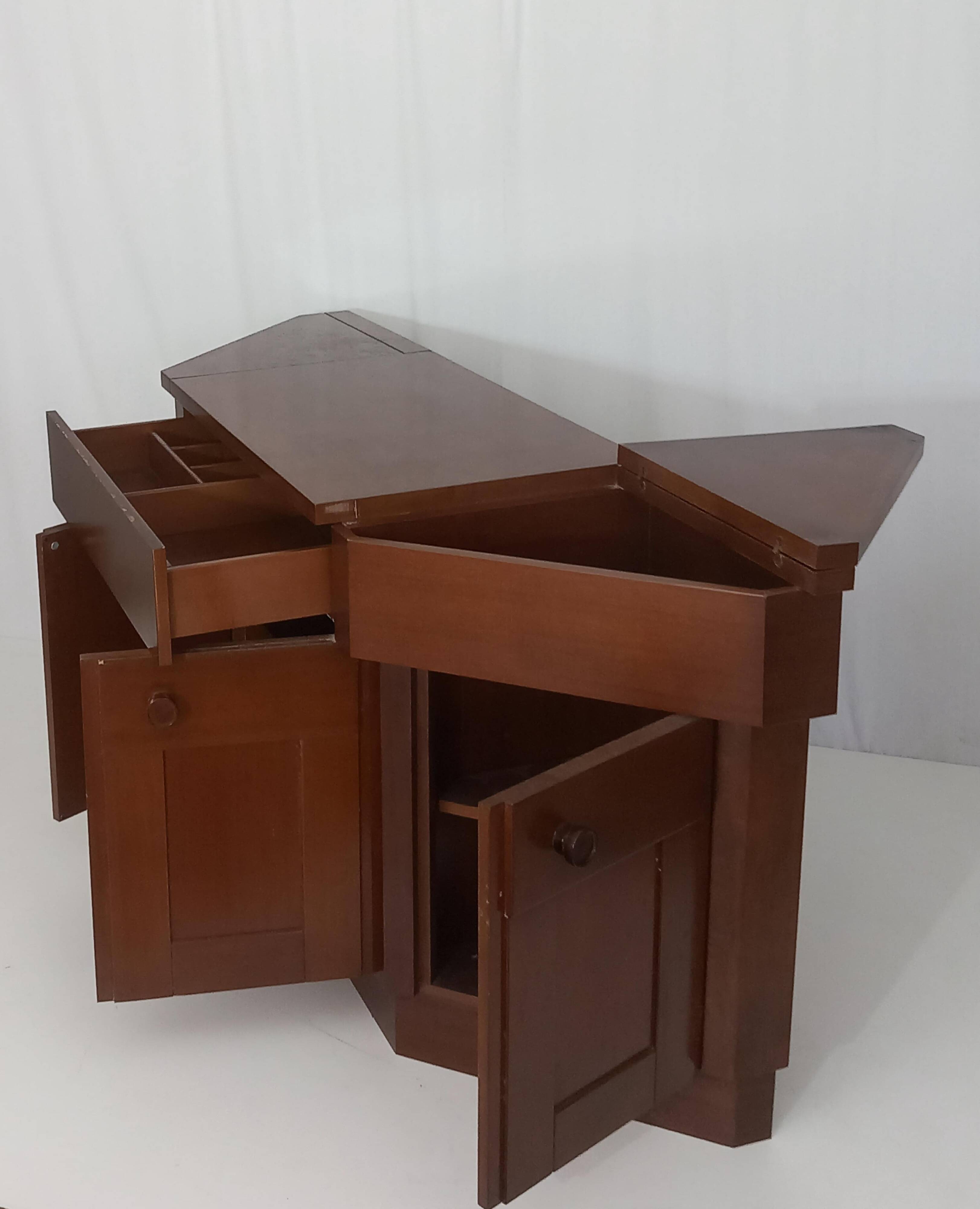 Walnut Bar Cabinet Sideboard by Silvio Coppola for Bernini, 60s