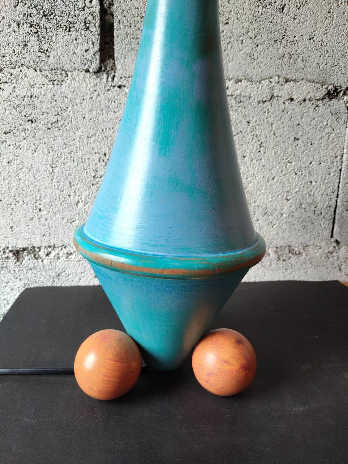 Patinated wooden sculptural lamp – unique piece