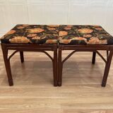 Rattan bench or pair of stools from the 1950s
