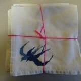 Lot de 8 serviettes brodées main  monogrammées