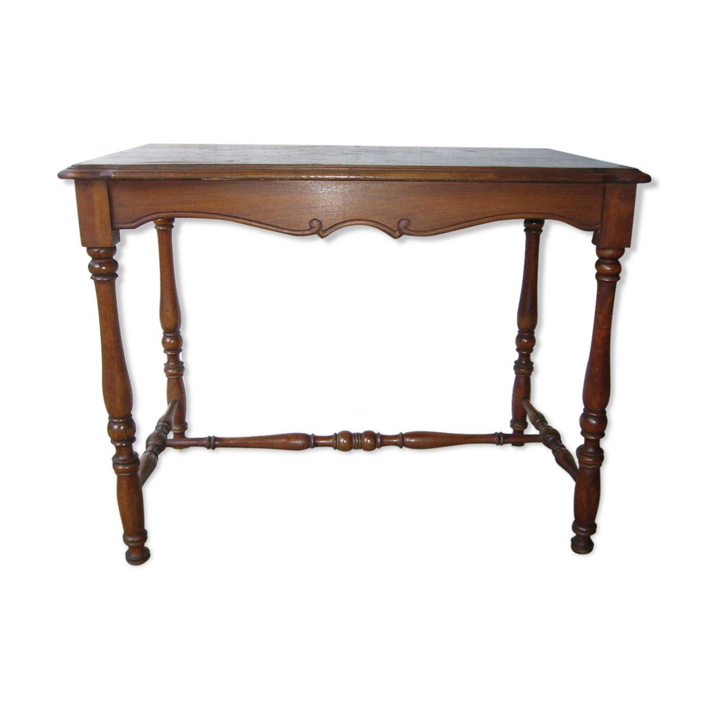 Table d'écriture ancienne en bois à pieds tournés