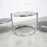 Coffee table with three smoked mirror tops, 1980