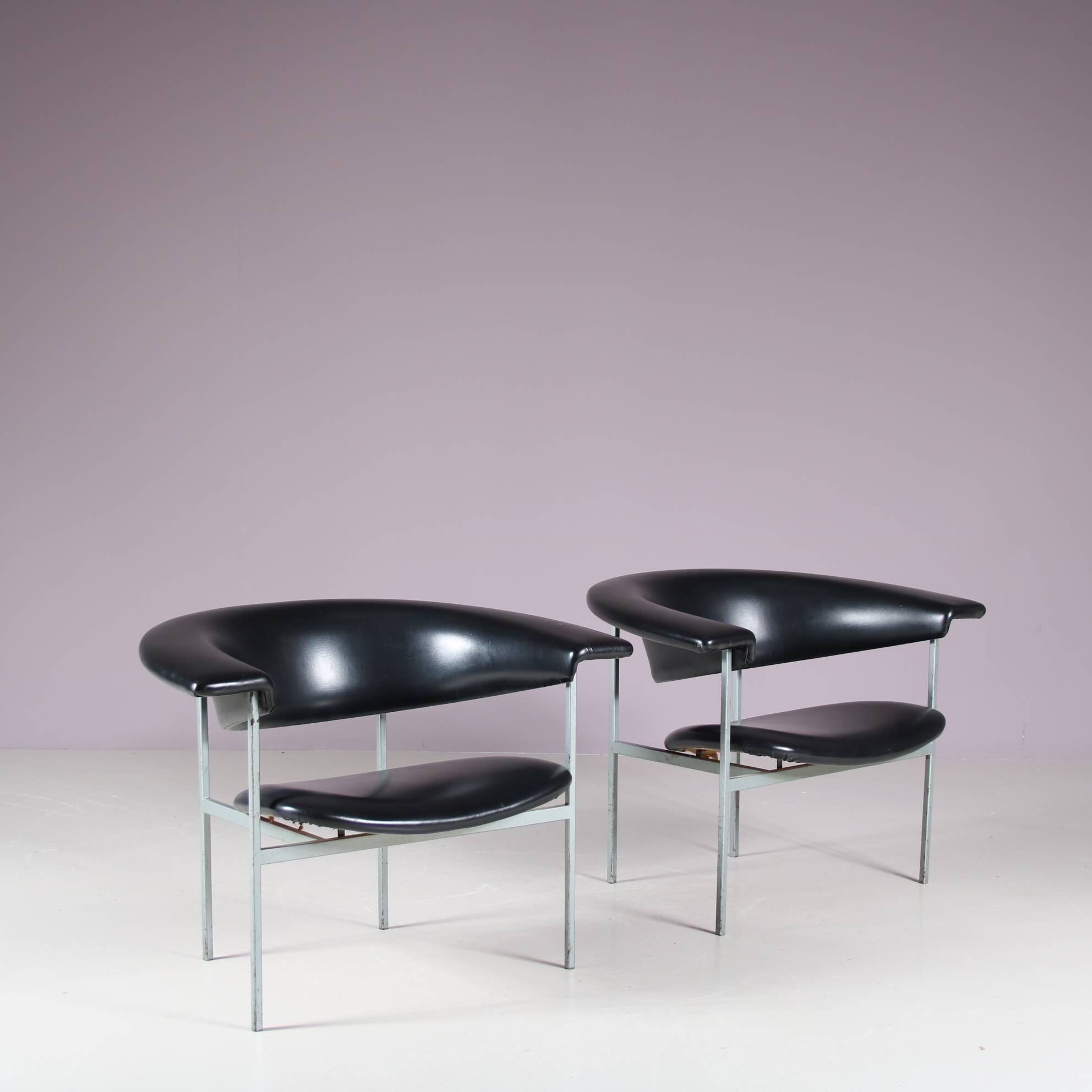 1960s Pair of “Meander Gamma” Chairs by Rudolf Wolf for Gaasbeek & Van Tiel, Netherlands