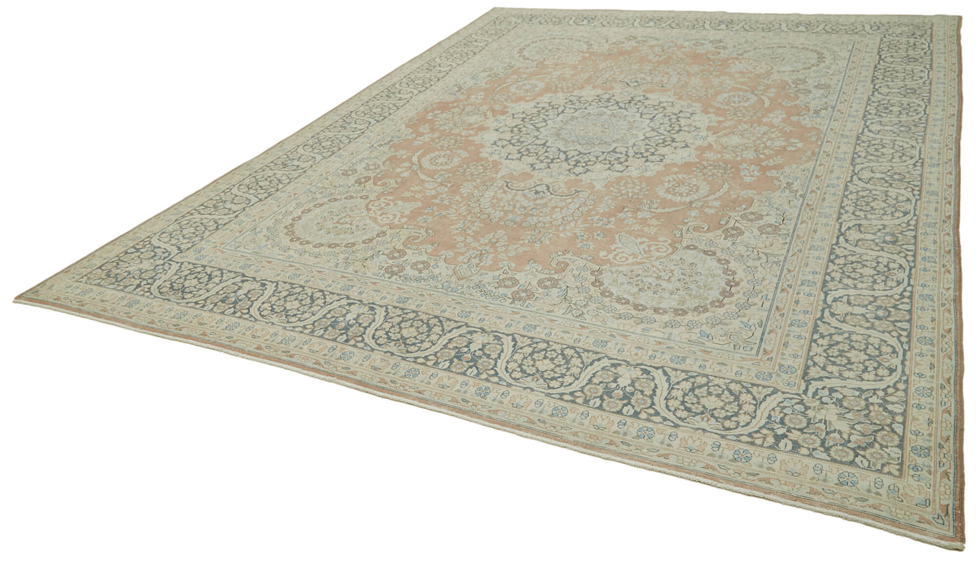 Hand-knotted persian vintage 1970s 290 cm x 390 cm beige wool carpet