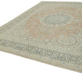 Hand-knotted persian vintage 1970s 290 cm x 390 cm beige wool carpet