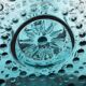 Vintage Teal Blue Glass Vase: Mid-Century Modern Sunburst Design / 1969