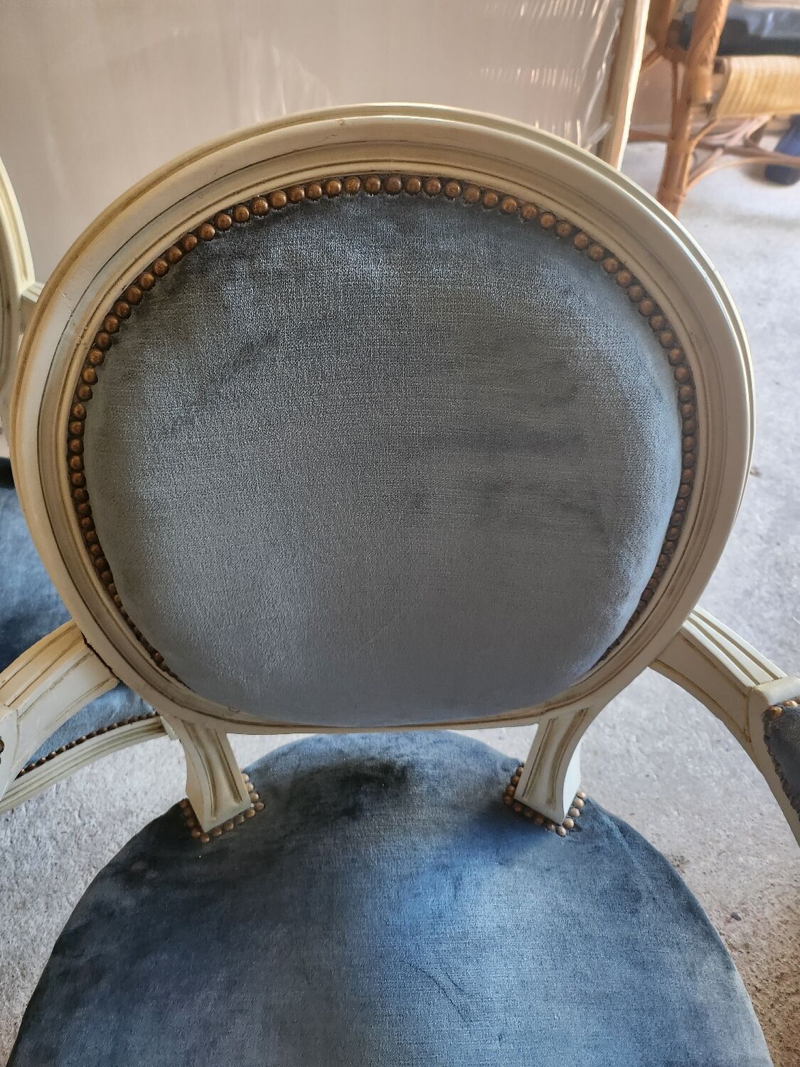 Pair of Louis XVI style armchairs