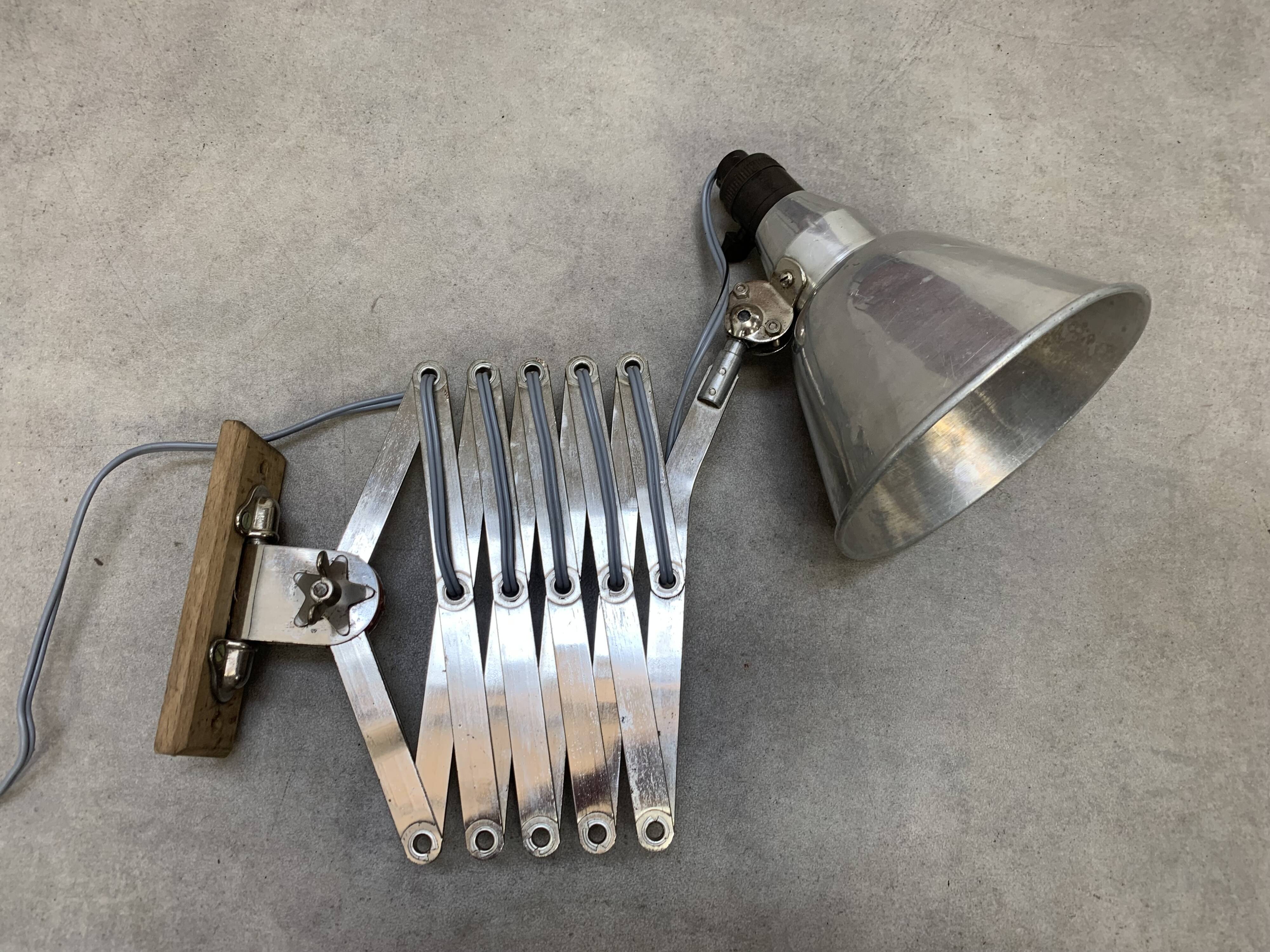 Industrial accordion wall lamp chrome metal
